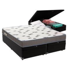 Cama Box Queen Com Bau Ortobom D33 Light Bege Preto