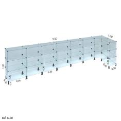 Balcão de Atendimento L Modulado em Vidro 3,50 x 1,00 x 1,00