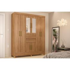 Guarda Roupa 8 Portas e 2 Gavetas c/ Espelho Munique Amêndola Touch - Demóbile