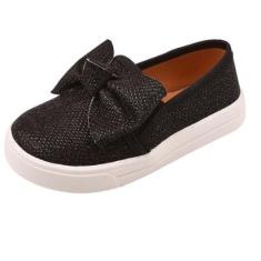 Slip on infantil tênis de menina preto brilhante-Feminino