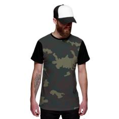 Camiseta Exército Camuflada Verde Personalizada Swag - Di Nuevo, Preto