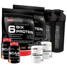 KIT 2x Whey Protein 6 Six 900g + 2x BCAA 100g + 2x Power Creatina 100g
