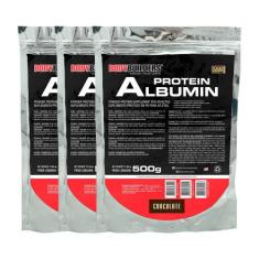 Kit 3x Albumin Protein 500g ( Refil)  - Bodybuilders,  Chocolate