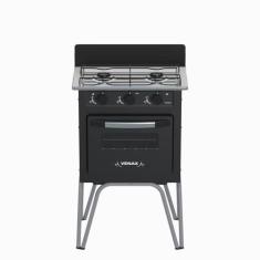 Fogao a Gas 2 Bocas com Forno Venax Gemini Vetro Preto, Preto