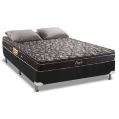 Cama Box Casal: Colchão Molas Bonnel Herval Troya + Base crc Suede Black(138x188)