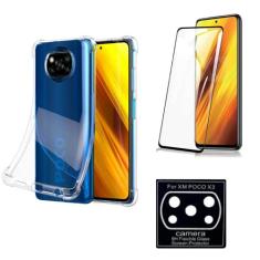 Capinha de Celular Anti Impacto + Película 3d 9D Nano Blindada + Película Câmera Compatível Xiaomi Poco X3 NFC