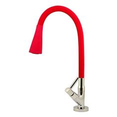 Torneira Cozinha Mesa Tubo Gourmet Duplo Jato Colorido 1/4v. Cor:Vermelho