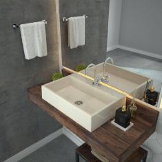 Kit Cuba RT55 com Torneira 1198 Metal e Válvula Click 1 Polegada B e Sifão Pvc e Flexível Compace Bege