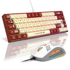 AJAZZ AK680 Teclado e mouse mecânicos para jogos, teclas PBT trocáveis a quente, teclas RGB retroiluminadas, programáveis, anti-fantasma, USB-C com fio, 60% ultracompacto, mini teclado com fio para