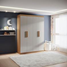 Guarda-roupa Infantil 04 Portas Frente em Mdf Angel Cinamomo/Off White