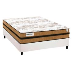 Cama Box Casal: Colchão Molas MasterPocket Ensacadas Plumatex   Smart Milano + Base CRC Courano Branco(138x188)