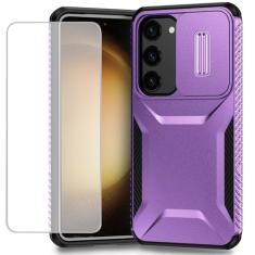 Ueokeird Capa para Galaxy S23, capa para Samsung S23 SM-S911U com protetor de tela de vidro temperado e capa para câmera deslizante, antiderrapante, resistente, à prova de choque, para Samsung Galaxy