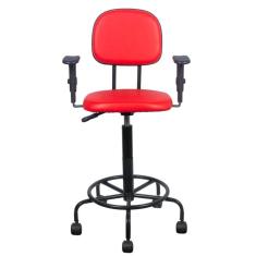 Cadeira caixa alta L duplo com braço  base semi  corano vermelho