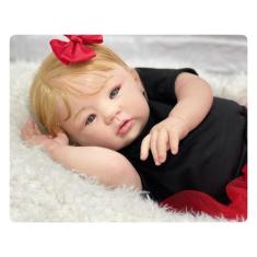 Bebê Reborn Realista Beatriz, Cabelo fio a Fio - Mundo Azul e Rosa