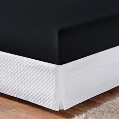 Lençol Queen Avulso Com Elástico Cama Box - Mercado Bordado, Preto