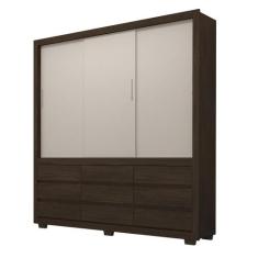 Guarda Roupa Casal 3 Portas Detroit 39290 Ébano Touch / Off White Demó