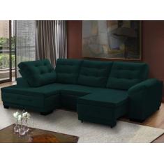 Sofá Canto Chaise Agatha Retrátil Reclinável 250 x 150 Cm Mola Bonnel 