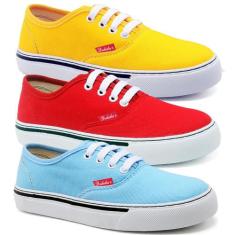 Kit 3 Pares Tênis Casual Feminino Liso Cadarço Conforto Leve - Polo Bl