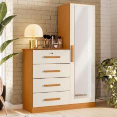 Cômoda Sapateira com Espelho 4 Gavetas 1 Porta Cancun Espresso Móveis
