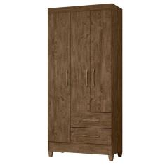 Guarda Roupa Solteiro Lima 3 Portas Castanho Wood - Moval