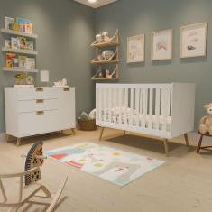 Quarto de Bebê Completo 1 Berço com 1 Cômoda 3 Gavetas Caring Serpil Baby