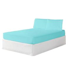 Jogo De Lençol Queen 3 Peças Paris 100% Algodão Percal 150 Fios Cor: tiffany