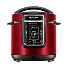 MONDIAL Panela de Pressão Elétrica Digital 6L, Vermelho/Inox, 1000W, 220V - PE-60-6L-RI