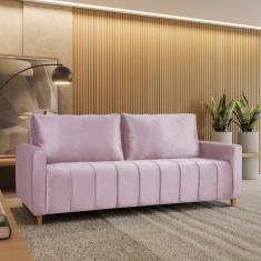 Sofá Amelie 3 Lugares em Veludo Yescasa Rosa