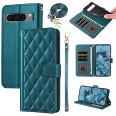 Furiet Capa carteira para Google Pixel 8 Pro 5G com alça de pulso, alça de ombro, vários compartimentos para cartões, capa de telefone com suporte de couro PU de luxo para Pixel8Pro Pixel8 XL Eight