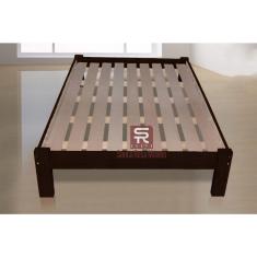 Cama De Casal Turca De Madeira Maciça Angelim Pedra/tauari