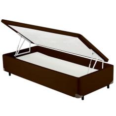 Cama Box Baú SOLTEIRO Corano Marrom Universal Cosmopolita - 088x188 Solteiro Padrão