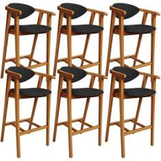 Kit 06 Banquetas Alta Para Cozinha Bancada Bar Sala De Jantar Fixa Cec