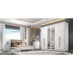 Guarda Roupa Casal Com Espelho 6 Portas 6 Gavetas - Robust -Branco - Móveis Novo Horizonte