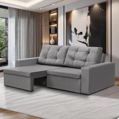 Sofá Retrátil 2 Lugares 1,80m Liz Suede Cinza Adonai Estofados