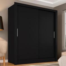 Guarda Roupa Solteiro Paloma 2 Portas Preto Fosco - A Móveis Arapongas