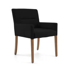 Poltrona Pés Madeira Vicenza Veludo Preto Gran Belo