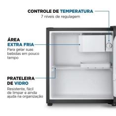 Frigobar 46L Porta Reversível Mondial FGB01B50 Preto 220V, 220V