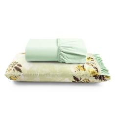 Jogo De Lençol Afrodite Solteiro 2 Peças Algodão 180 Fios Estampado Floral - Verde