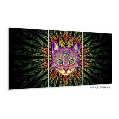 Quadro Decorativo Gato Trance Psicodélico 120x60 Sala Quart
