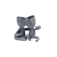 Vaso Decor Casal Selfie Suculentas 15Cm - Cinza