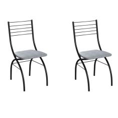 Conjunto com 2 Cadeiras Devon Cinza e Preto