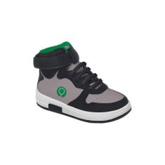 Tênis Cano Alto Infantil Masculino Ortopé Bliss Boot Preto Cinza e Verde