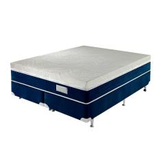 Kit Box Colchao Paradiso+Base Veludo Casal Azul Estofama