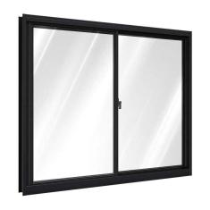 Janela de Alumínio de Correr Lateral 2 Folhas Móveis 100x120cm Riobras Preto