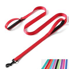 Coleira refletiva de nylon resistente, duas alças acolchoadas para controle extra, guia de treinamento durável para cães de estimação de raças pequenas, médias e grandes, 1,5 m de comprimento, 2,5 cm