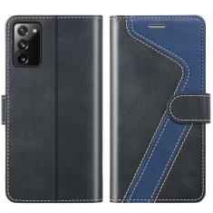 CIVICASE Capa carteira para Samsung Galaxy Note 20, capa de couro com bloqueio de RFID, suporte magnético flip fólio, capa à prova de choque compatível com Samsung Galaxy Note 20, preto e azul