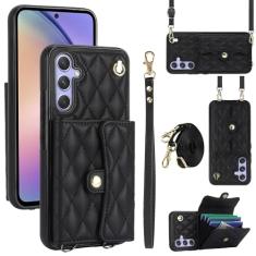 Capa carteira para Samsung Galaxy A14 4G / A14 5G com 4 pontos de cartão, capa flip de couro transversal com bloqueio RFID, capa de telefone com suporte de fivela magnética, alça de pulso à prova de
