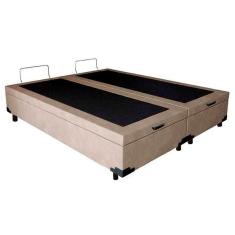 Cama Box Baú Queen Bipartido Suede Sereneprime Bege 158x198x44