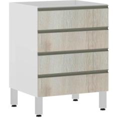 Balcão de Cozinha sem Tampo 60cm 4 Gavetas Pérola Luciane Móveis