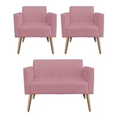 Kit 01 Namoradeira 02 Poltronas Marisa Rose